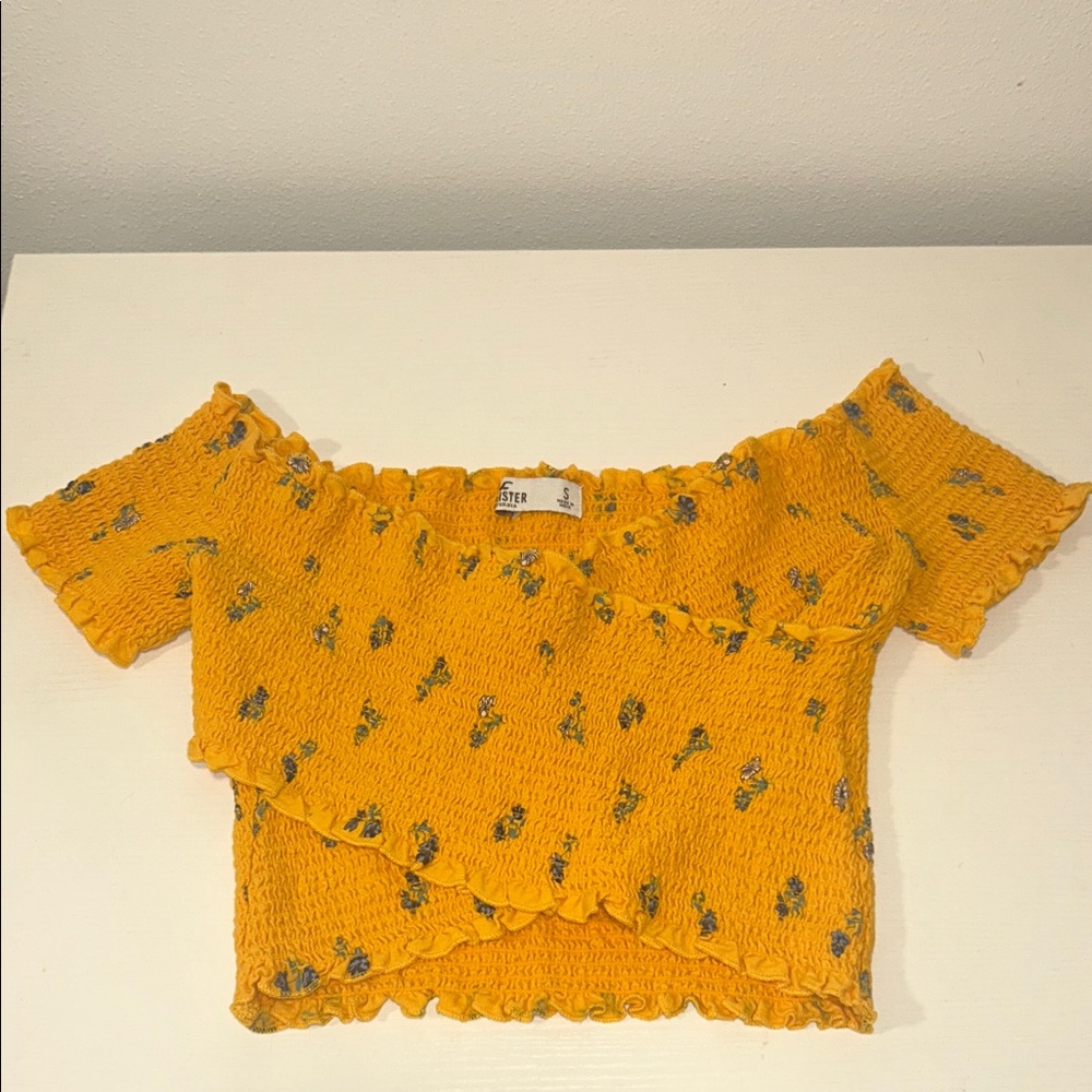 Hollister Yellow Floral Crop Top